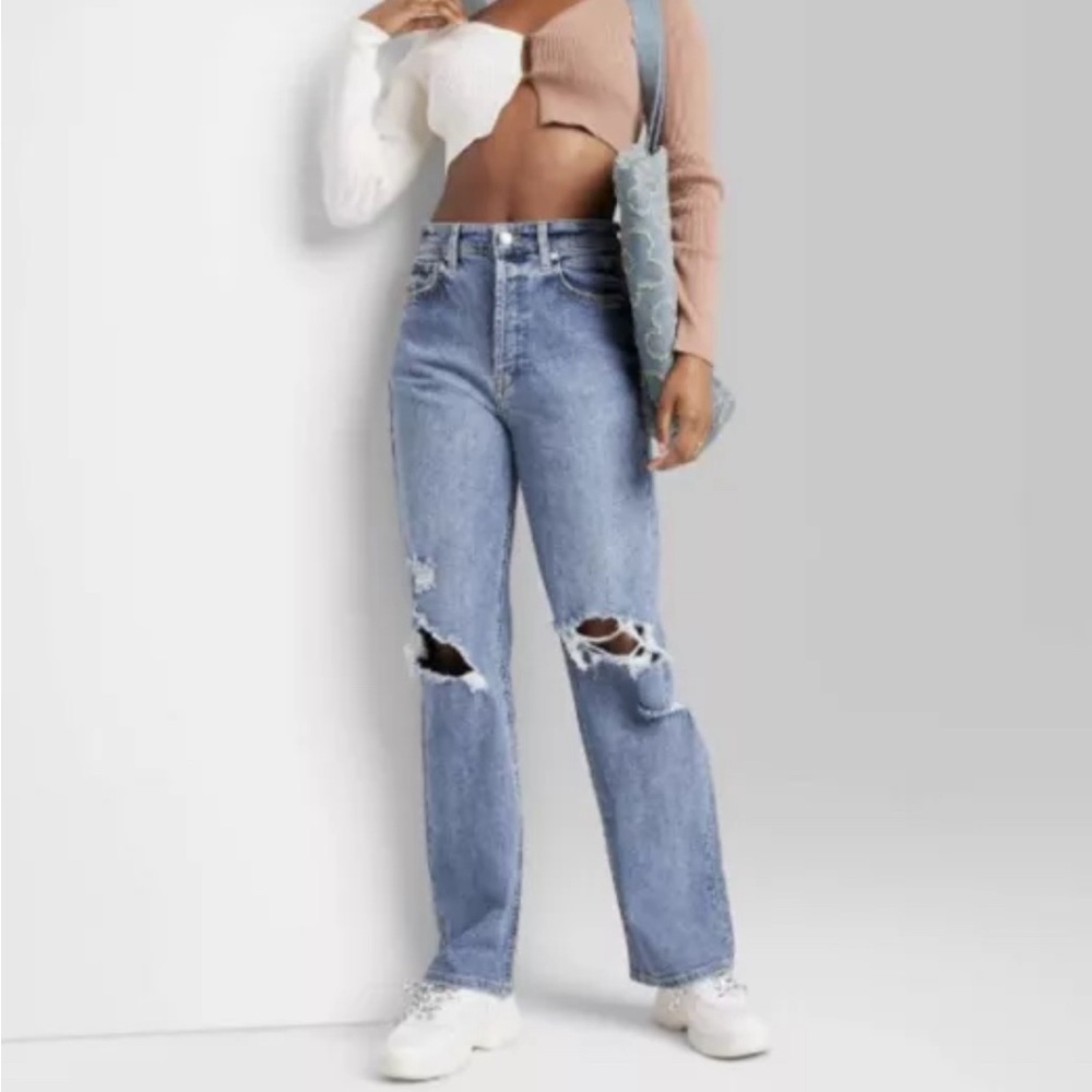 Wild fable super high rise straight distressed jeans size 0